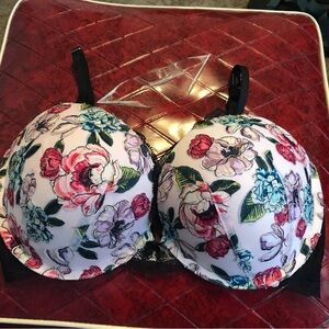 NWT Victoria's Secret Purest Pink Floral Rose Embroidered Push-Up Bra (34DD)
